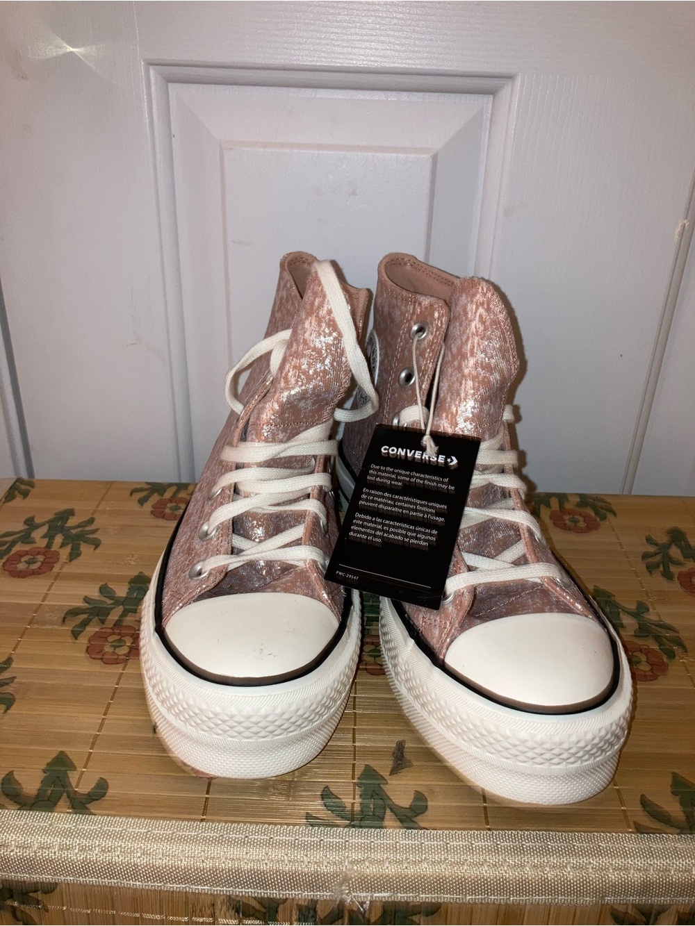 Converse Tan Silver Specks High-Top Platform Sneakers
